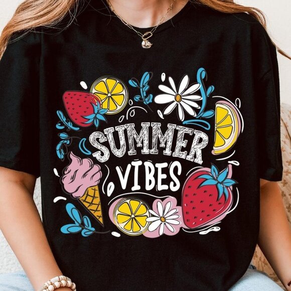 Tops - Summer Vibes Shirt, Retro Summer Tee, Hello Summer T-shirt